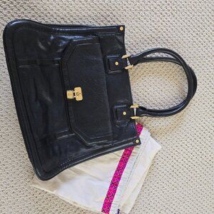 Tory Burch Black Leather with gold hardware tote